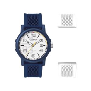 Nautica Men's Compact Sport Watch with White Face - 38mm Resin Case