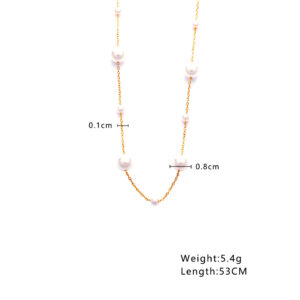 Pearl Accent Titanium Steel Choker Necklace