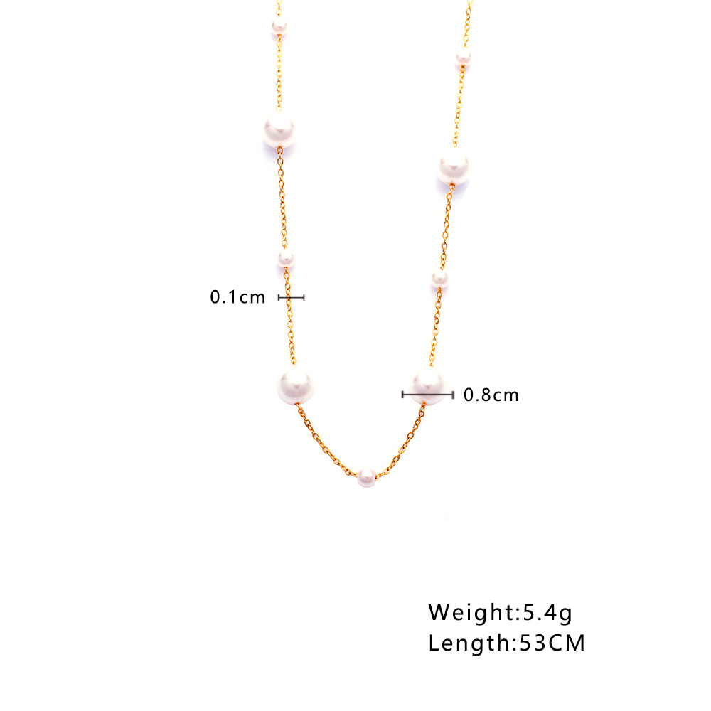 Pearl Accent Titanium Steel Choker Necklace