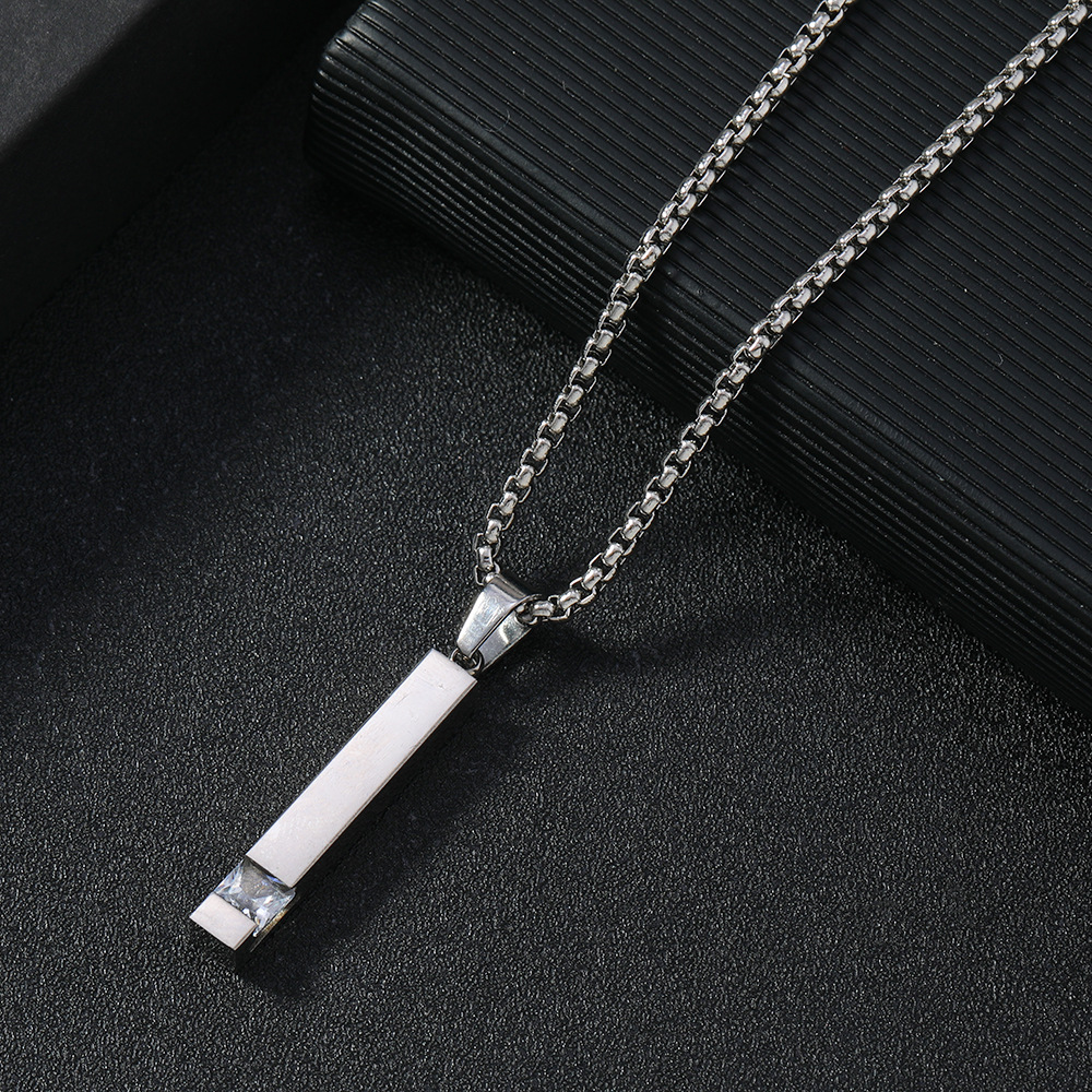 Square Diamond Zircon Stainless Steel Necklace