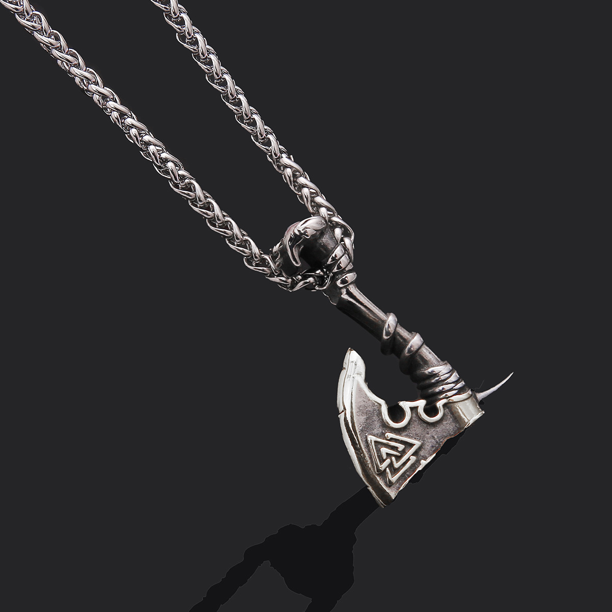 Viking Axe Pendant Necklace - Men's Stainless Steel Statement Jewelry