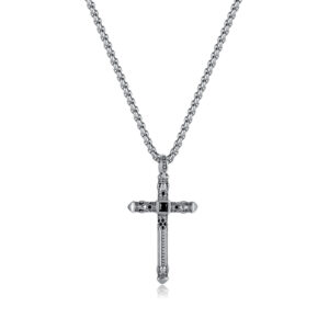 Vintage Cross Pendant - Stainless Steel with Optional Pearl Chain