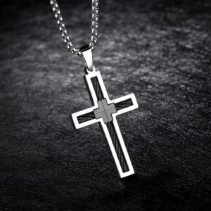 Wire Cross Pendant Necklace for Men - Titanium Steel